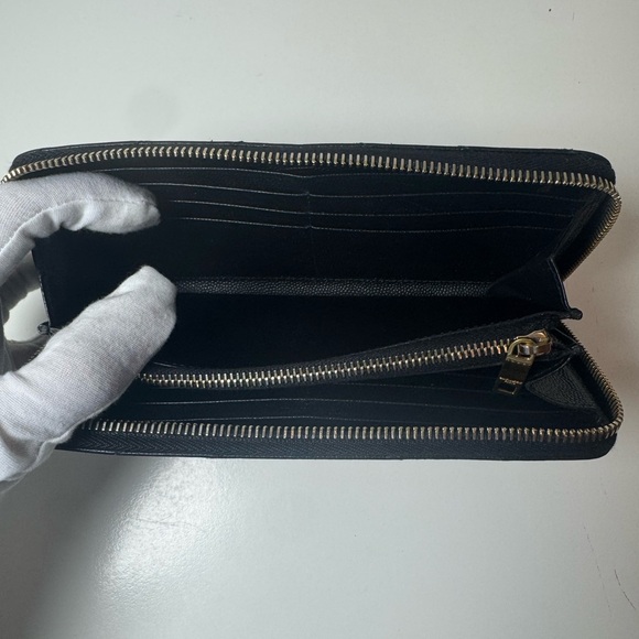 YSL Yves Saint Laurent Monogram Matelasse Leather Black Zip Long Wallet COA - Picture 7 of 12